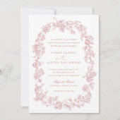 Floral Elegante Franse Blush Rozen bruiloft Kaart (Voorkant)