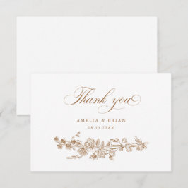 Floral Elegante  gegraveerde bloemen bruiloft Bedankkaart