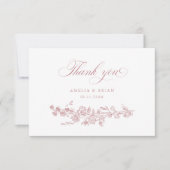 Floral Elegante gegraveerde bloemen bruiloft Bedankkaart (Voorkant)
