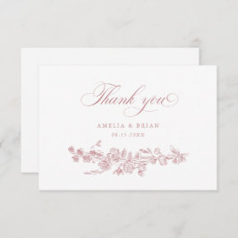 Floral Elegante  gegraveerde bloemen bruiloft Bedankkaart