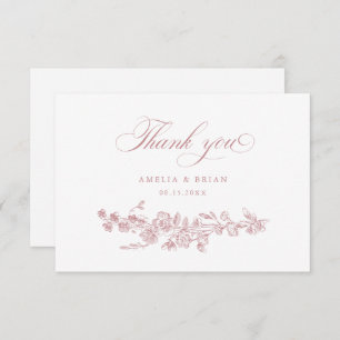 Floral Elegante gegraveerde bloemen bruiloft Bedankkaart
