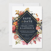 Floral elegante oranje  stijl Save the Date (Voorkant)