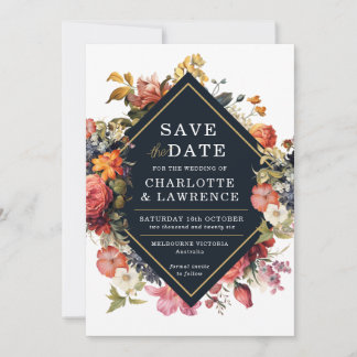 Floral elegante oranje  stijl Save the Date