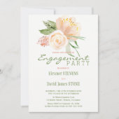 Floral elegante perzik goud verlovingsfeest uit te kaart (Voorkant)