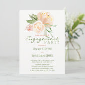 Floral elegante perzik goud verlovingsfeest uit te kaart (Staand voorkant)