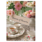 Floral elegante theekopje koningin van de harten klembord (Achterkant)
