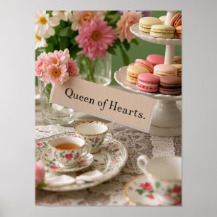 Floral elegante theekopje koningin van de harten poster