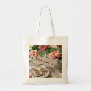 Floral elegante theekopje koningin van de harten tote bag