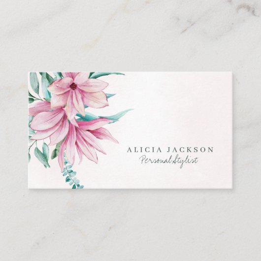 Floral elegante waterverf moderne persoonlijke sty visitekaartje (Voorkant)