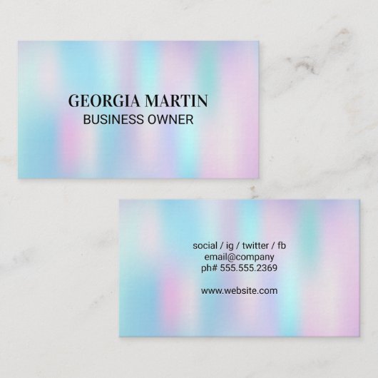 Floral Elements Border | Holografisch verloop Visitekaartje (Voorkant / Achterkant)