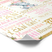 Floral Elephant 1st Birthday Milestone Birth Stats Poster (Hoek)