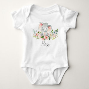 Floral Elephant Baby girl Romper