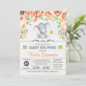 Floral Elephant Baby shower Autumn Herfst Uitnodig Kaart (Staand voorkant)