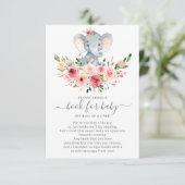 Floral Elephant Baby shower Boek voor Baby Informatiekaartje (Staand voorkant)