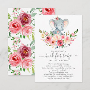 Floral Elephant Baby shower Boek voor Baby Informatiekaartje