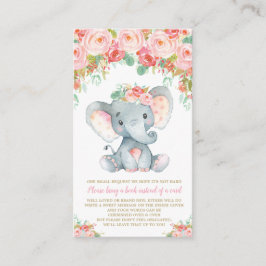 Floral Elephant Baby shower Breng een boek Informatiekaartje