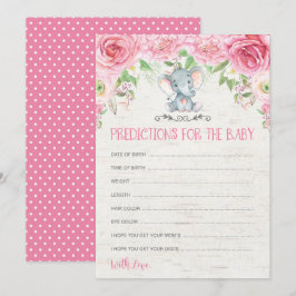 Floral Elephant Baby shower Game Voorspellingen Ka Kaart