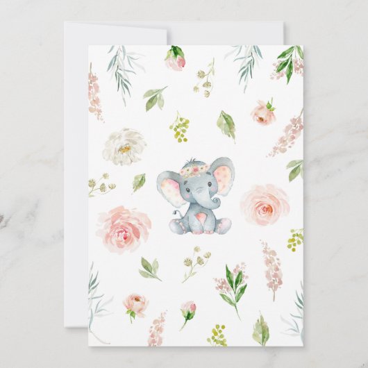 Floral Elephant Baby Shower Kaart (Achterkant)