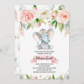 Floral Elephant Baby Shower Kaart (Voorkant / Achterkant)