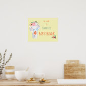 Floral Elephant  Baby shower Sign Poster (Keuken)