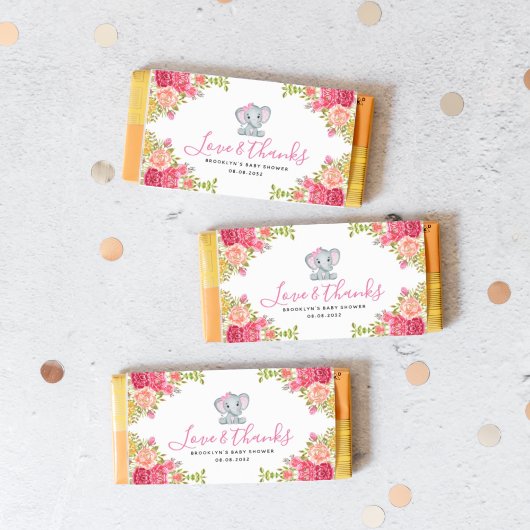 Floral Elephant Baby shower Snoep Bar Wrapper