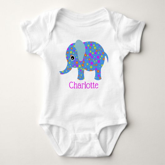 Floral Elephant Baby Slapeper Romper (Voorkant)