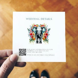 Floral Elephant Bay Blauw en wit bruiloft Details Bedankkaart