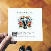 Floral Elephant Bay Blauw en wit bruiloft Details Bedankkaart