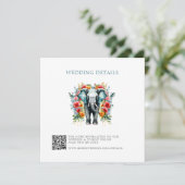 Floral Elephant Bay Blauw en wit bruiloft Details Bedankkaart (Staand voorkant)