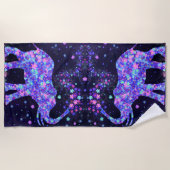 Floral Elephant Beach Handdoek (Voorkant)