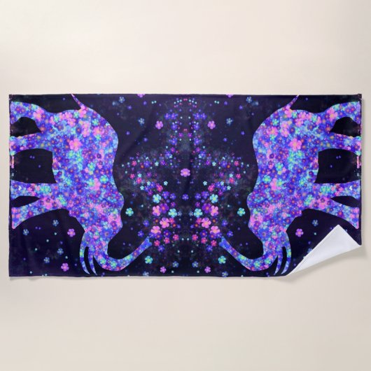 Floral Elephant Beach Handdoek (Voorkant)