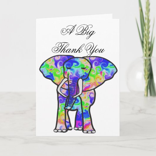 Floral Elephant Bedankt Card (Voorkant)