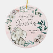  Floral Elephant Girl Baby eerste Kerstmis Keramisch Ornament (Voorkant)
