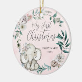  Floral Elephant Girl Baby eerste Kerstmis Keramisch Ornament (Links)
