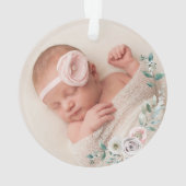 Floral Elephant Girl Baby eerste Kerstmis Ornament (achterkant)