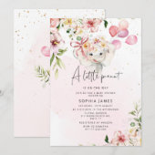 Floral Elephant girl baby shower Kaart (Voorkant / Achterkant)