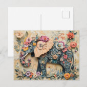 Floral Elephant Illustration Briefkaart (Voorkant / Achterkant)