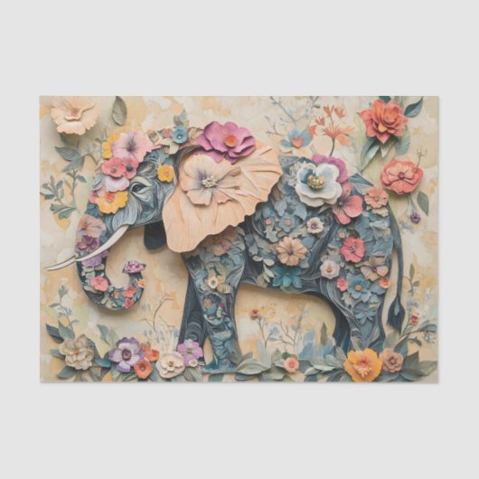 Floral Elephant Illustration Tissuepapier (Voorkant)