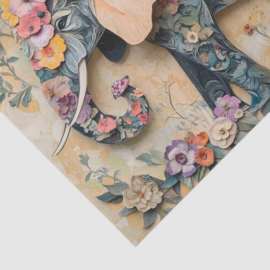 Floral Elephant Illustration Tissuepapier (Detail)