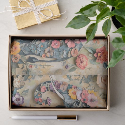 Floral Elephant Illustration Tissuepapier (Geschenk)