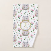 Floral ELEPHANT Monogram Girl Pink Bedroom Nursery Bad Handdoek (Handdoek)