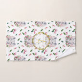 Floral ELEPHANT Monogram Girl Pink Bedroom Nursery Bad Handdoek (Handdoek)