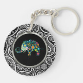 Floral Elephant & Paisley Pattern Sleutelhanger (Achterkant)