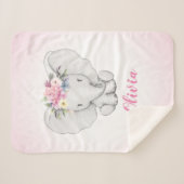 Floral Elephant Personalized Girl Baby Sherpa Deken (Voorkant (horizontaal))