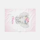 Floral Elephant Personalized Girl Fleece Deken (Voorkant (Horizontaal))