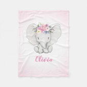 Floral Elephant Personalized Girl Fleece Deken (Voorkant)