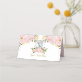 Floral Elephant Pink Gold 1st Birthday Baby shower Plaatskaartje (Voorkant)