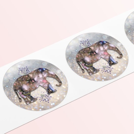 Floral Elephant Ronde Sticker