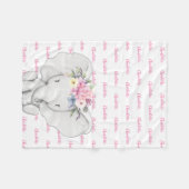 Floral Elephant roze Persoonlijke meisjesnaam Fleece Deken (Voorkant (Horizontaal))