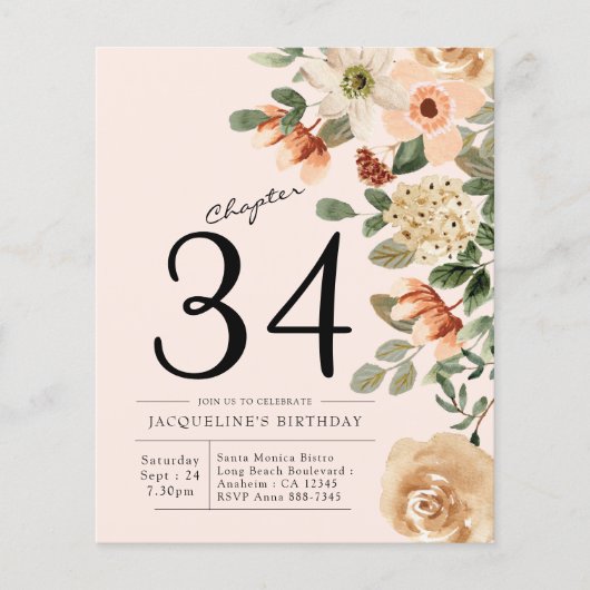 Floral elk jaar uitnodiging tot het indienen van d flyer (Voorkant)